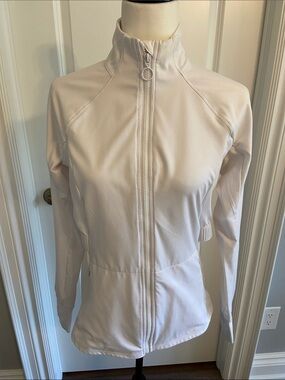 Fabletics Women's White Zip-Up Sports Jacket. Size small.